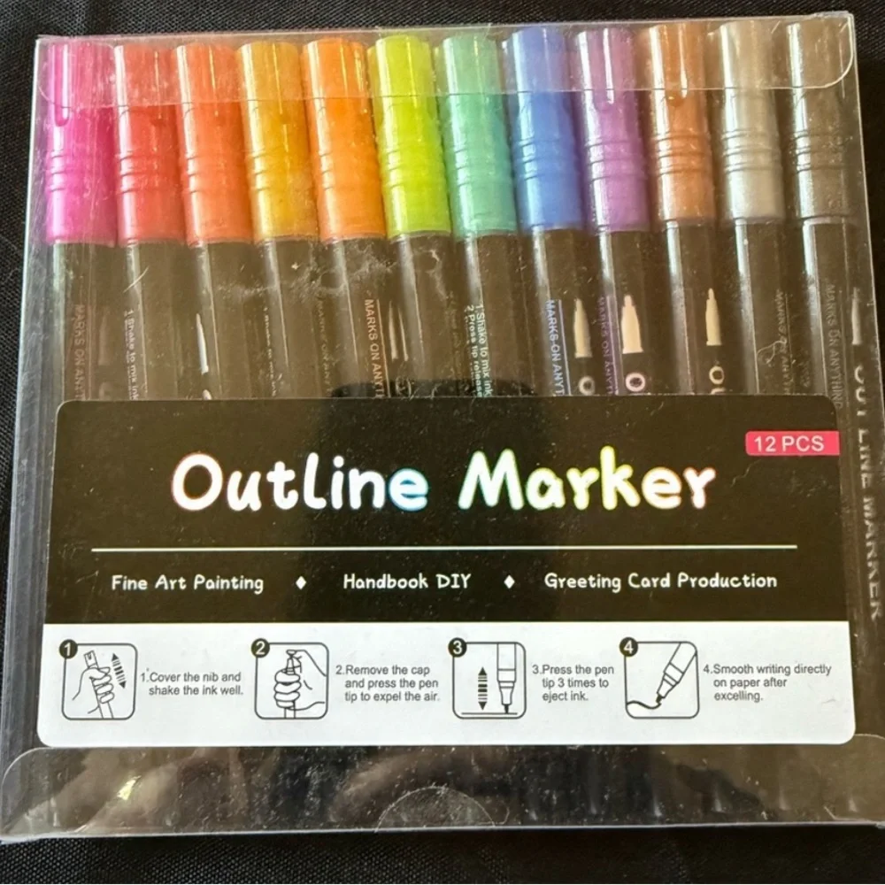 Outline Marker 12-Pack - Multicolor Metallic & Pastel Set - Picture 6 of 6